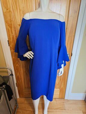 💛 15. Laura Plus Size 20 Blue Off Shoulder Cocktail Dress